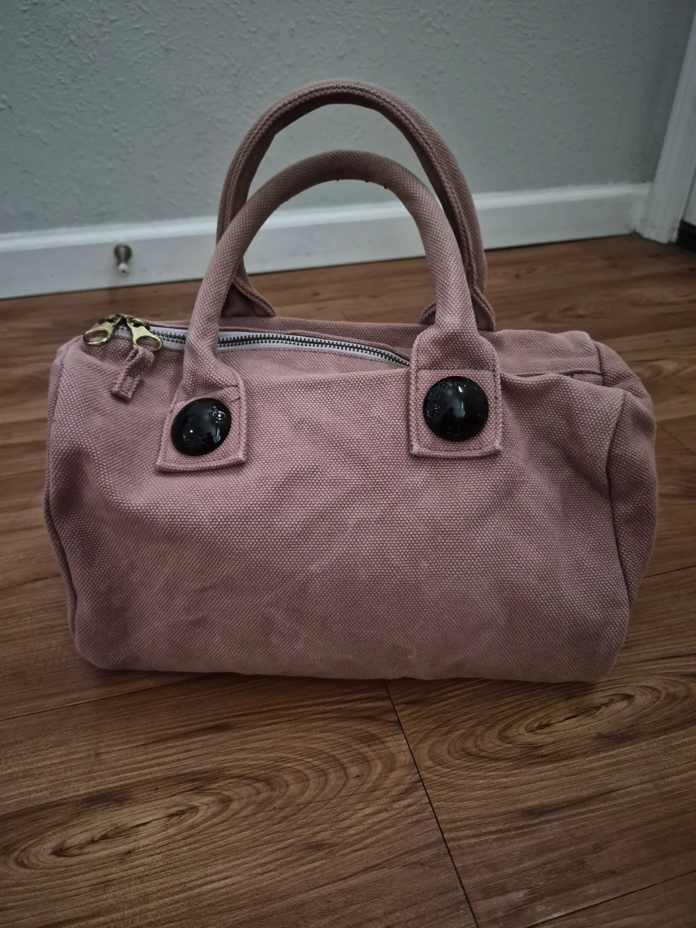 See By Chloé Pink Canvas Button Boston Duffle Bag